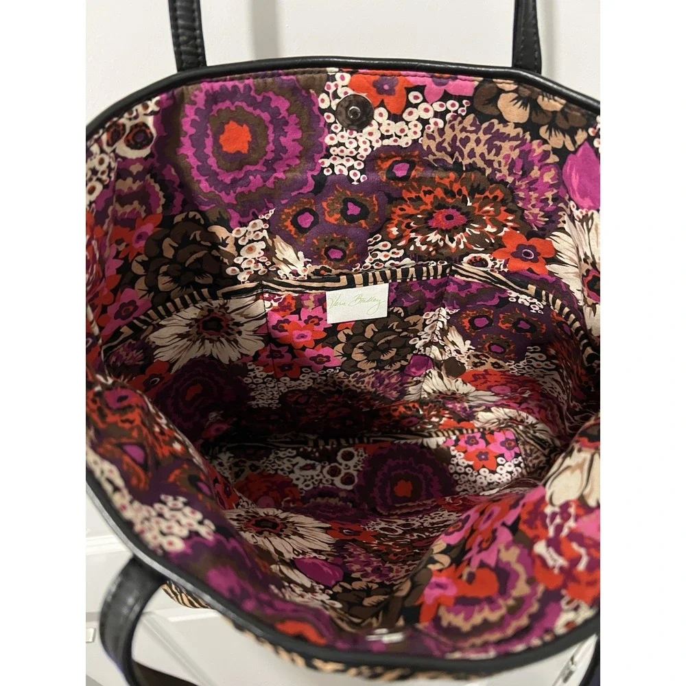 Vera Bradley Zebra Print Tote Bag Quilted Fabric Shoulder‎ Handbag Stylish
